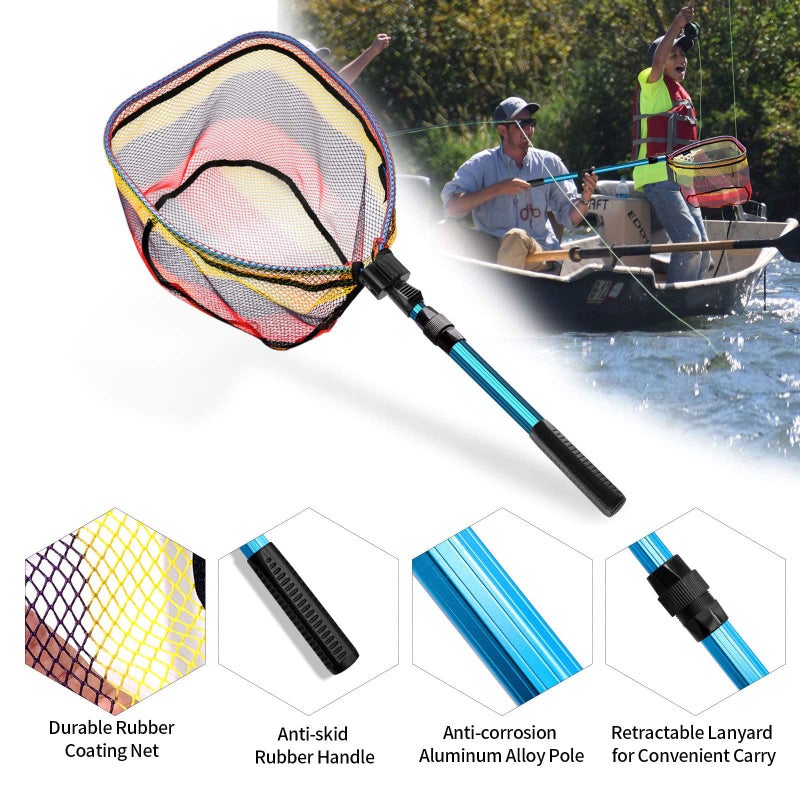 SAN LIKE Fishing Net Collapsible Telescopic Fishing Net - Clourful Landing Net for Freshwater Saltwater Landing Net for Trout Bass Steelhead Salmon 41inches - Image 3